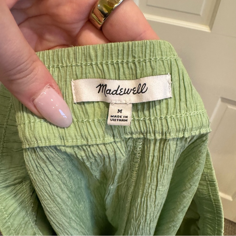 Madewell Light Green Crinkled Crepe Straight-Leg Crop Pants Size M - Picture 3 of 3